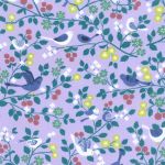 TISSU FROU-FROU LES OISEAUX PARME motif oiseau sur branche Laize de 110cm - PRIX AU METRE