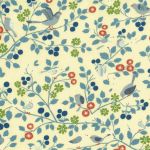 TISSU FROU-FROU LES OISEAUX Jaune clair motif oiseau sur branche Laize de 110cm - PRIX AU METRE