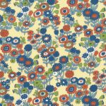 TISSU FROU-FROU LES OISEAUX Jaune clair motif fleurs Laize de 110cm - PRIX AU METRE