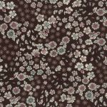 TISSU FROU-FROU FLEURI Marron Chocolat Laize de 110cm - PRIX AU METRE