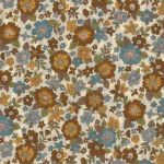 TISSU FROU-FROU FLEURI Jaune Moutarde grandes Fleurs Laize de 110cm - PRIX AU METRE