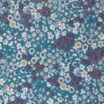 TISSU FROU-FROU FLEURI Turquoise foncé Laize de 110cm - PRIX AU METRE