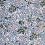 TISSU FROU-FROU FLEURI Bleu Gris Laize de 110cm - PRIX AU METRE