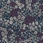 TISSU FROU-FROU FLEURI Bleu marine Laize de 110cm - PRIX AU METRE