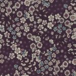 TISSU FROU-FROU FLEURI Violet foncé Laize de 110cm - PRIX AU METRE