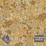 TISSU COUPON ENDUIT FROU-FROU FLEURI 70x35cm Jaune Moutarde