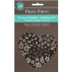 Coeur Thermocollant Frou-Frou 10x10cm Fleuri Marron Chocolat