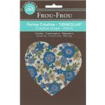 Coeur Thermocollant Frou-Frou 10x10cm Fleuri Bleu grandes fleurs