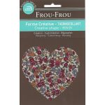 Coeur Thermocollant Frou-Frou 10x10cm Fleuri Rouge