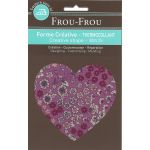 Coeur Thermocollant Frou-Frou 10x10cm Fleuri Rose prune