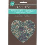 Coeur Thermocollant Frou-Frou 10x10cm Fleuri Vert Eucalyptus