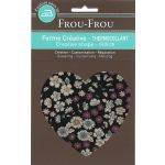 Coeur Thermocollant Frou-Frou 10x10cm Fleuri Noir