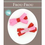 Nœuds 2 Barrettes Bicolore Assorties Frou-Frou Unis Rouge vif 4027-0-5 image