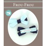 Nœuds 2 Barrettes Bicolore Assorties Frou-Frou Unis Bleu foncé 4027-0-8 image