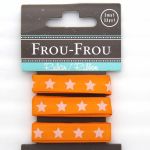 RUBAN SATIN ETOILE 10MM - Orange - 3 Métres