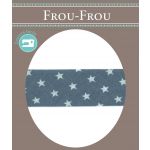 Biais Frou-Frou 20mm tissu ETOILES Bleu Gris - PRIX AU METRE