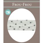 Biais Frou-Frou 20mm tissu ETOILES Gris clair - PRIX AU METRE