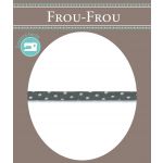Frou-Frou Cordon Spaghetti 7mm tissu Pois Gris foncé - PRIX AU METRE