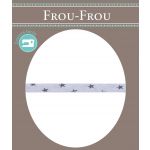 Frou-Frou Cordon Spaghetti 7mm tissu Etoiles Myrtille - PRIX AU METRE