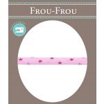 Frou-Frou Cordon Spaghetti 7mm tissu Etoiles Framboise - PRIX AU METRE