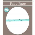 Frou-Frou Cordon Spaghetti 7mm tissu Etoiles Bleu lagon - PRIX AU METRE