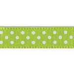 Ruban Gros Grain Pois Vert Anis - PRIX AU METRE (Vendable à la bobine de 25m)
