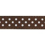 Ruban Gros Grain Pois Marron chocolat - PRIX AU METRE (Vendable à la bobine de 25m)