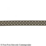 Ruban Gros Grain Pois Taupe - PRIX AU METRE (Vendable à la bobine de 25m)