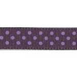 Ruban Gros Grain Pois Violet Foncé - PRIX AU METRE (Vendable à la bobine de 25m)