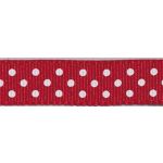 Ruban Gros Grain Pois Rouge - PRIX AU METRE (Vendable à la bobine de 25m)