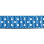 Ruban Gros Grain Pois Bleu - PRIX AU METRE (Vendable à la bobine de 25m)