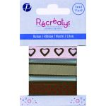 Récréatys - Assortiment 3 rubans motifs et uni 10mmx1m 3x1mètre Marron