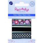 Récréatys - Assortiment 3 rubans motifs et uni 10mmx1m 3x1mètre Noir