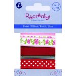 Récréatys - Assortiment 3 rubans motifs et uni 10mmx1m 3x1mètre Rouge