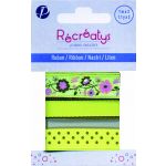Récréatys - Assortiment 3 rubans motifs et uni 10mmx1m 3x1mètre Vert pistache