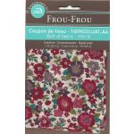 Tissu thermocollant A4 Frou-Frou Fleuri Bordeaux