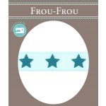 Ruban Gros Grain Frou-Frou 16mm Etoiles Bleu lagon 4720-16-311 image