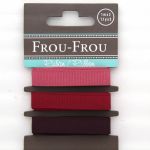 ASSORTIMENT 3 RUBANS GROS GRAIN UNI 10MM - Bordeaux/ Lie de vin / Vieux rose