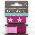 ASSORTIMENT 2 RUBANS GROS GRAIN UNI REVERSIBLE/ETOILE 16MM - Fushia
