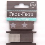 ASSORTIMENT 2 RUBANS GROS GRAIN UNI REVERSIBLE/ETOILE 16MM - Taupe