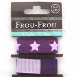 ASSORTIMENT 2 RUBANS GROS GRAIN UNI REVERSIBLE/ETOILE 16MM - Prune