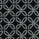 Tissus  au mètre Noël  Noir Fleurs Argent - PRIX AU METRE