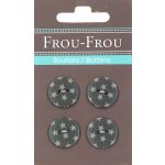 Carte 4 boutons Frou-Frou Etoiles Gris foncé 18mm