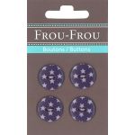 Carte 4 boutons Frou-Frou Etoiles Violet foncé 18mm