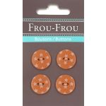 Carte 4 boutons Frou-Frou Etoiles Orange 18mm