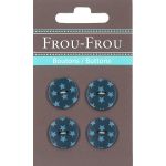 Carte 4 boutons Frou-Frou Etoiles Bleu foncé 18mm