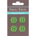 Carte 4 boutons Frou-Frou Etoiles Vert pomme 18mm