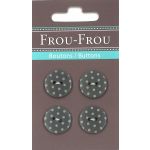 Carte 4 boutons Frou-Frou Pois Gris foncé 18mm