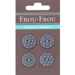 Carte 4 boutons Frou-Frou Pois Myrtille 18mm