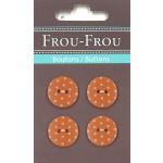 Carte 4 boutons Frou-Frou Pois Orange 18mm